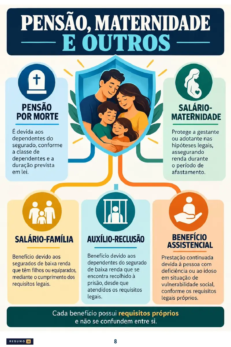 Previdenciário: pensão, maternidade e outros